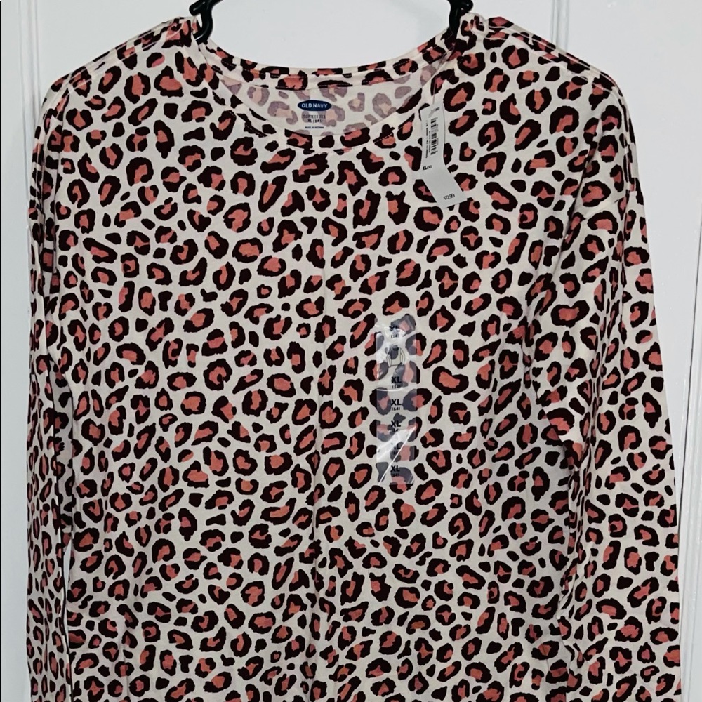 Old Navy Long Sleeve Pink Cheetah Shirt Size Xl
